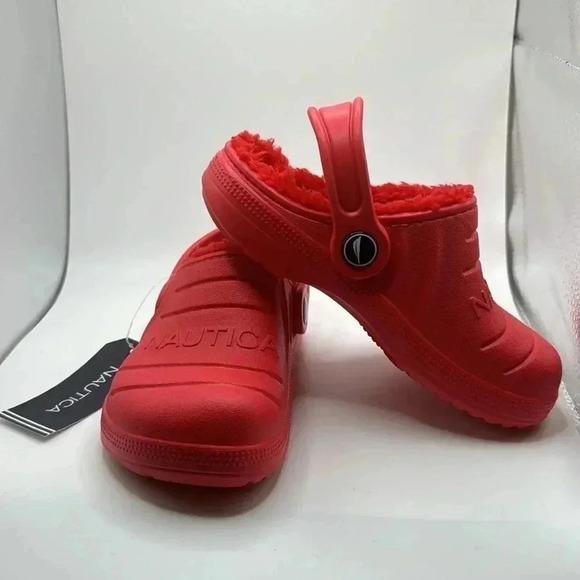 NAUTICA “CROC” style KIDS SANDALS RED  WITH SHEARLING NWT SZ TODDLER 10 - Picture 1 of 10
